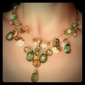 Green necklace with matching earrings